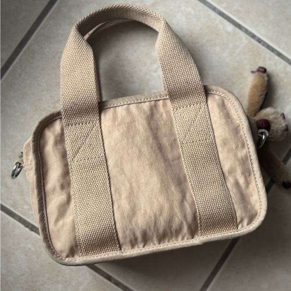 Kipling Tan Shoulder Bag with Monkey Keychain - Picture 8 of 11